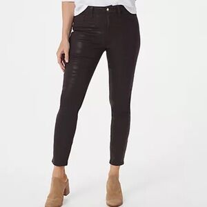 JEN7 Black Wax Coated Ankle Skinny Jeans size 16